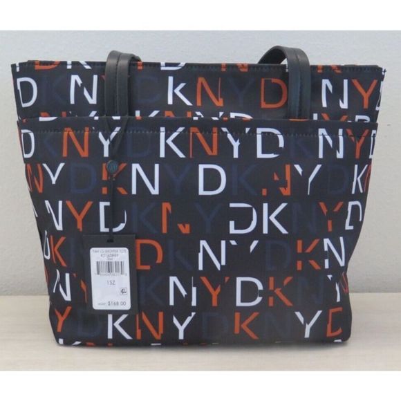 DKNY R21ADR89 LG Multicolor Signature Logo Allover Print Pam Shopper Tote $168 - Picture 7 of 13